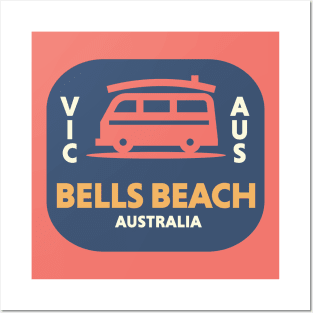 Retro Surfing Emblem Bells Beach, Australia // Vintage Surfing Badge Posters and Art